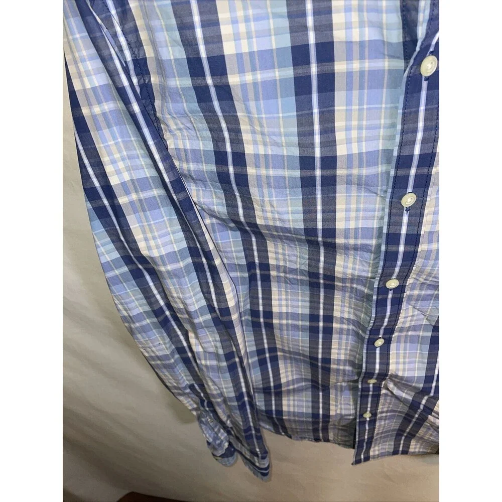 Banana Republic Dress Shirt Mens Size Medium Slim Fit Blue Striped Button Up LS